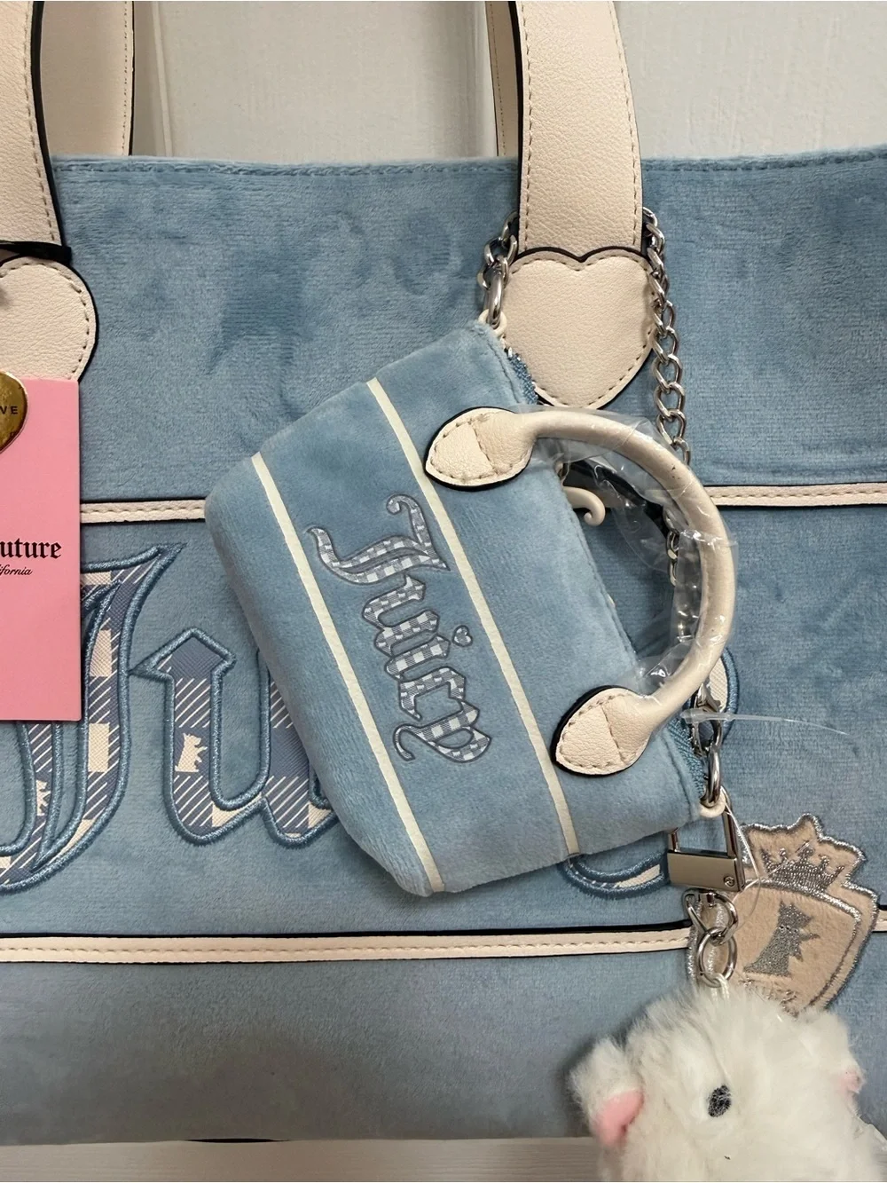 NWT Juicy Couture Study in Style Tote In Dusty Blue